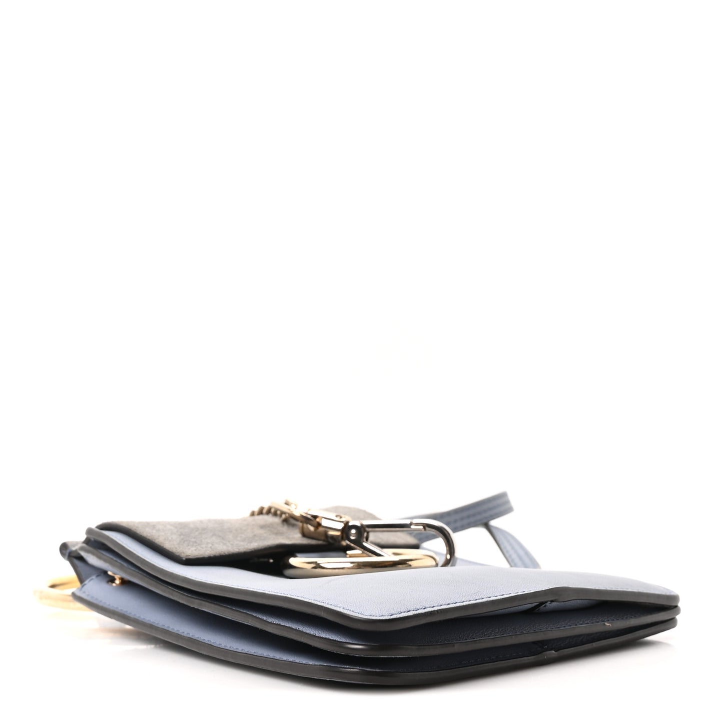 Suede Calfskin Mini Faye Bracelet Bag Washed Blue