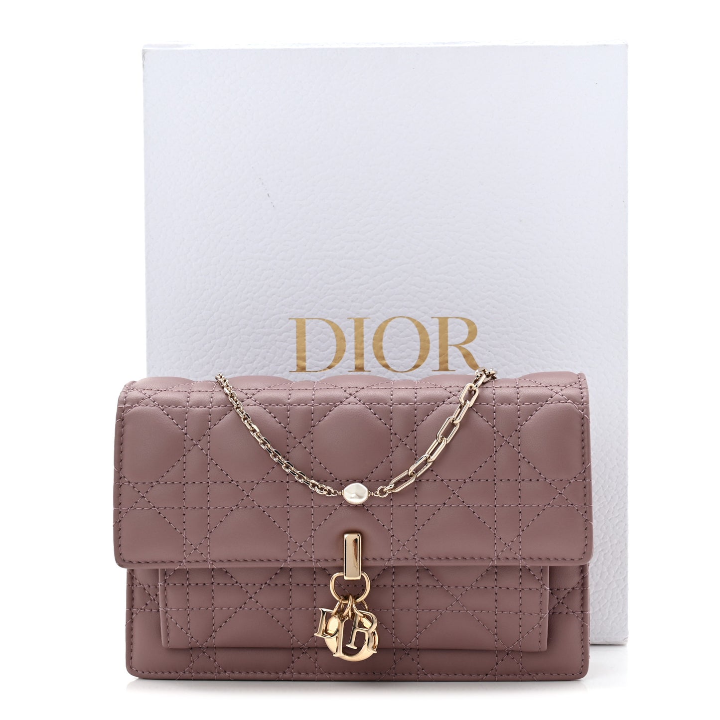 Lambskin Chain Lady Dior Chain Pouch Purple