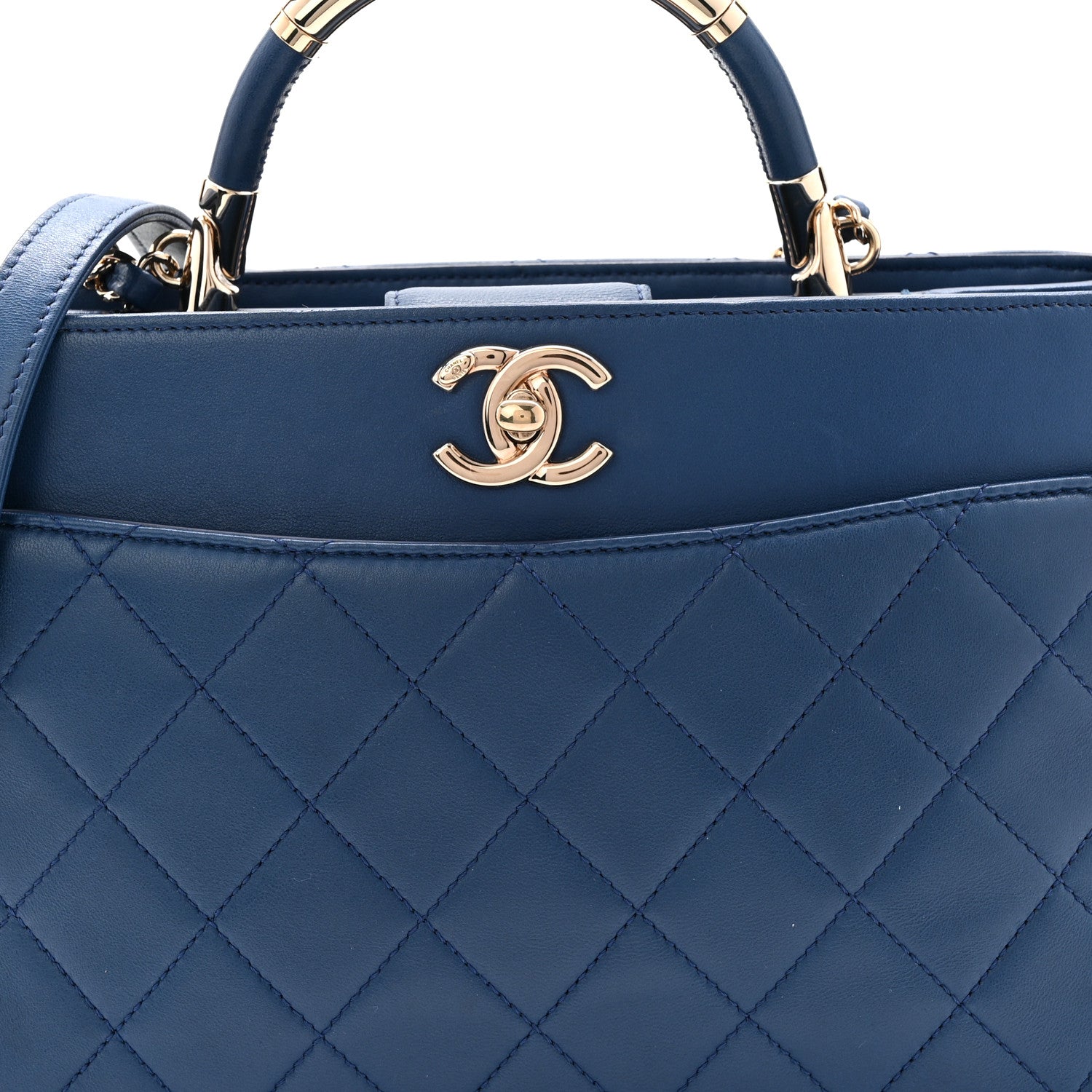 Chanel Lambskin Carry Chic Shopping Tote Blue 7 of 9