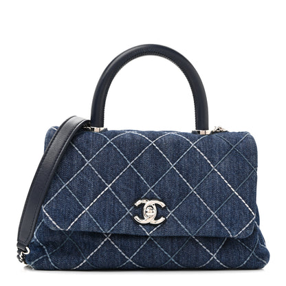Chanel Denim Quilted Mini Coco Handle Flap Blue 1 of 40