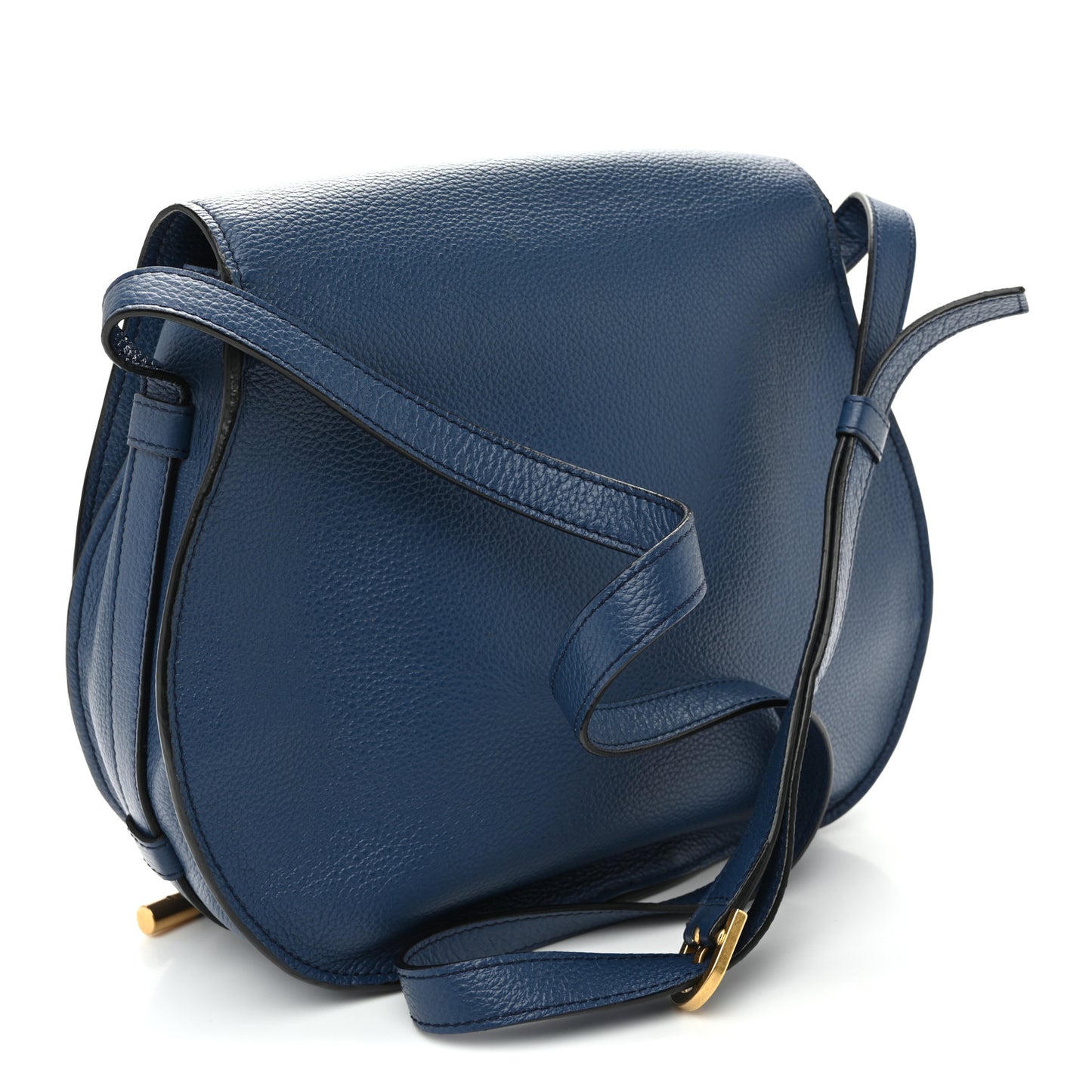 Grained Calfskin Medium Marcie Saddle Bag Deep Denim