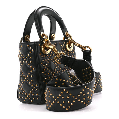 Christian Dior Lambskin Studded Mini Supple Lady Dior Black 3 of 11