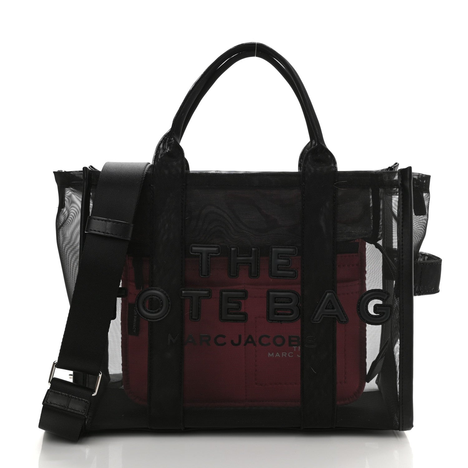 Marc Jacobs Nylon The Mesh Medium Tote Bag Black Pink