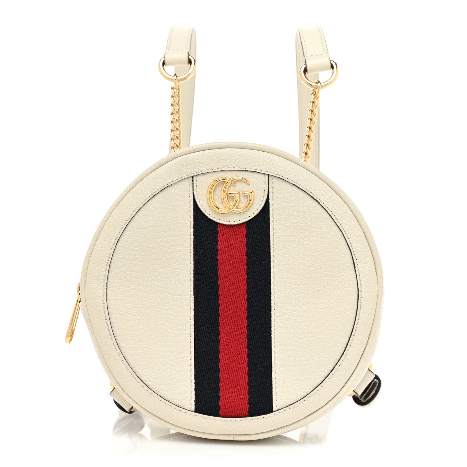 Gucci Textured Calfskin Web Mini Ophidia Round Backpack Mystic White 1 of 7