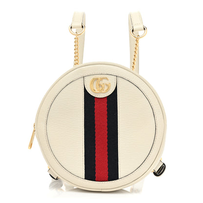 Gucci Textured Calfskin Web Mini Ophidia Round Backpack Mystic White 1 of 7