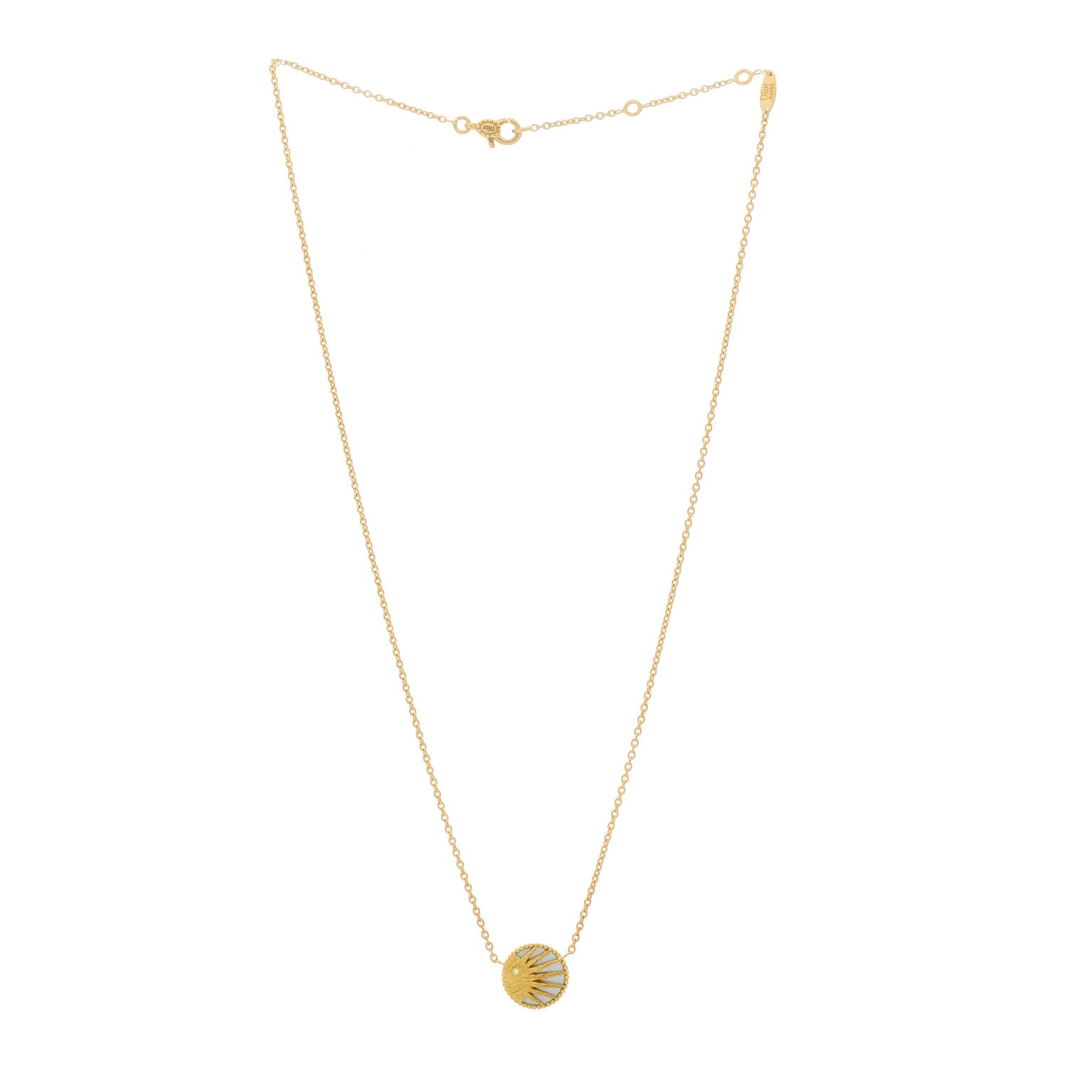 Christian Dior 18K Yellow Gold Platinum Diamond Black Onyx Mother of Pearl Rose Celeste Pendant Necklace 3 of 6