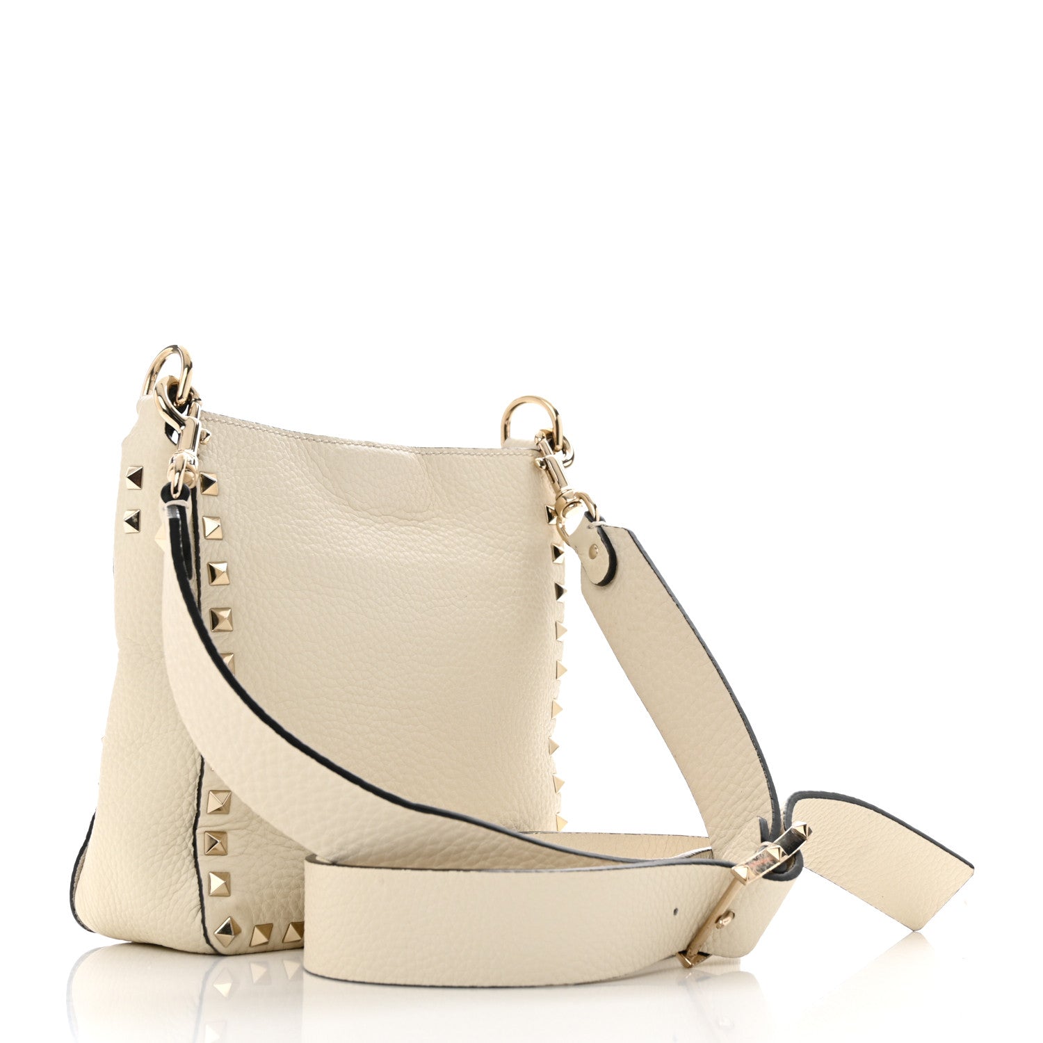 Valentino Garavani Pebbled Calfskin Mini Rockstud Flip-Lock Messenger Bag Light Ivory 2 of 10