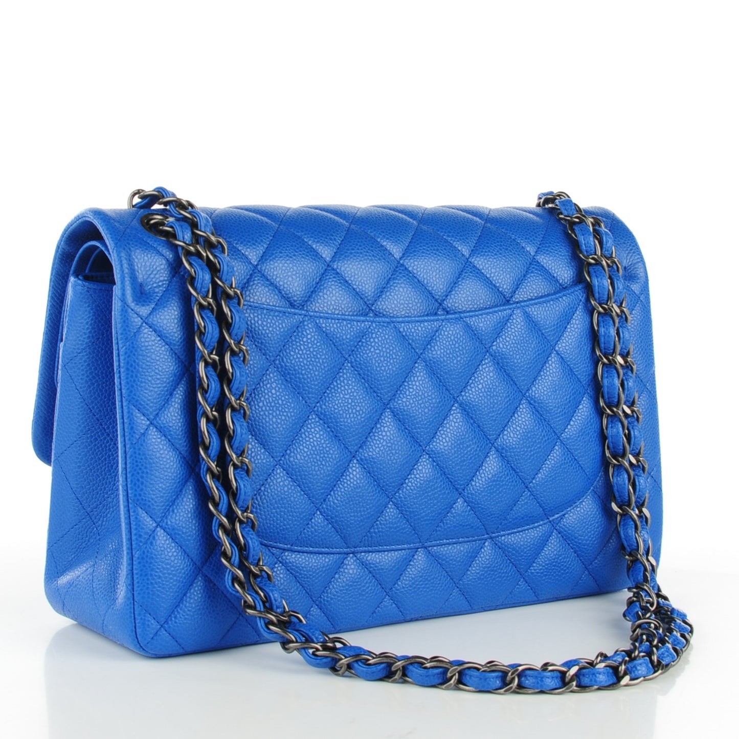 Caviar Quilted Jumbo Double Flap Blue
