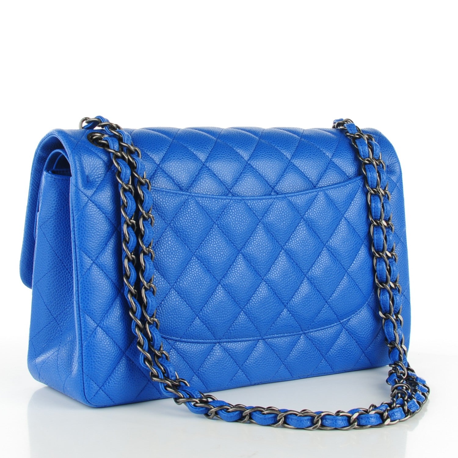 Chanel Caviar Quilted Jumbo Double Flap Blue 2 of 8