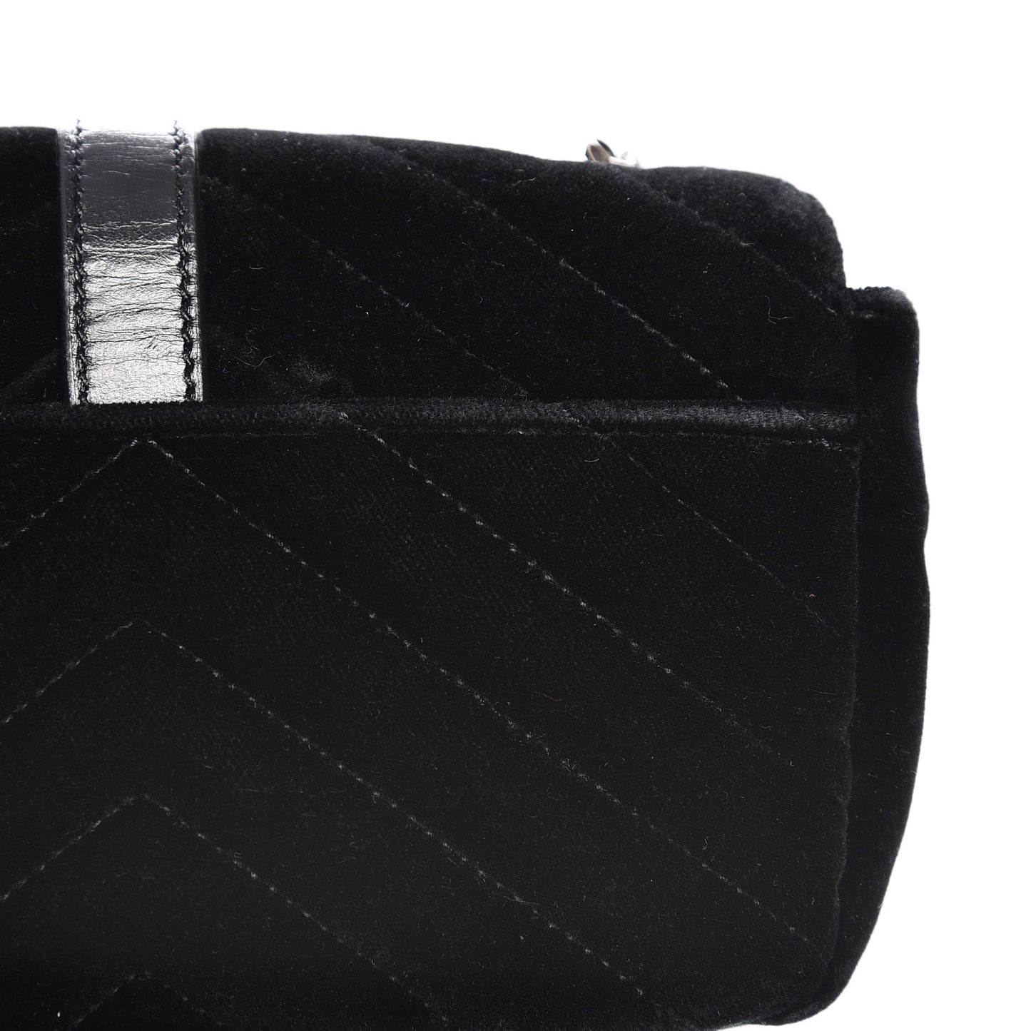 Velvet Matelasse Chevron Monogram Classic Baby Chain Bag Black