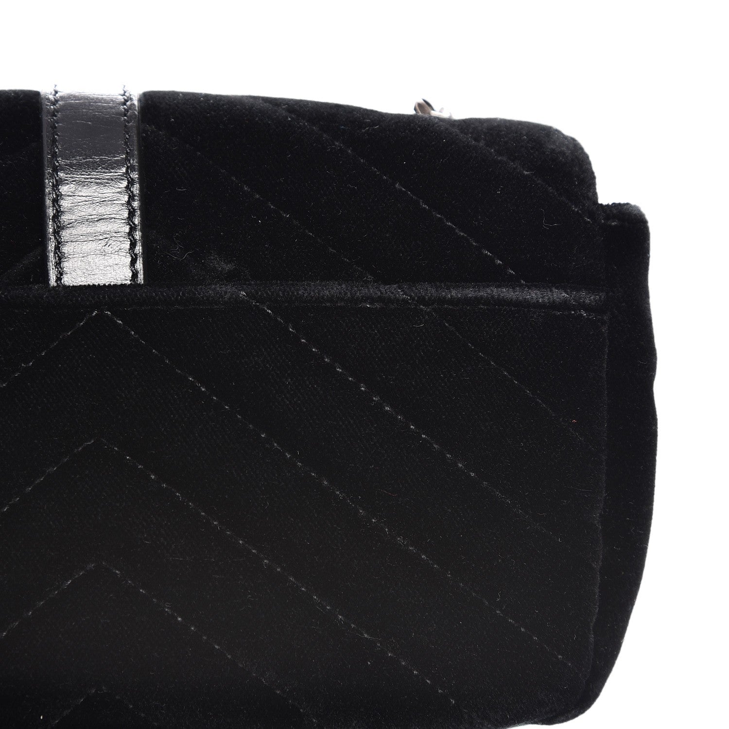Saint Laurent Velvet Matelasse Chevron Monogram Classic Baby Chain Bag Black 9 of 11