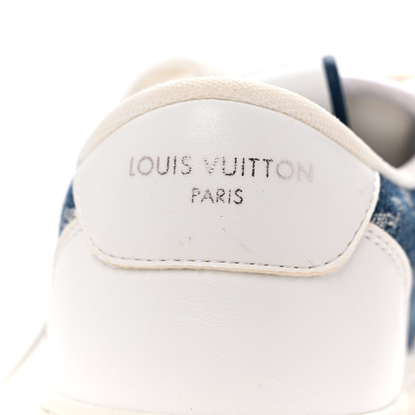 Calfskin Monogram Denim Womens Charlie Sneakers 36 White Blue