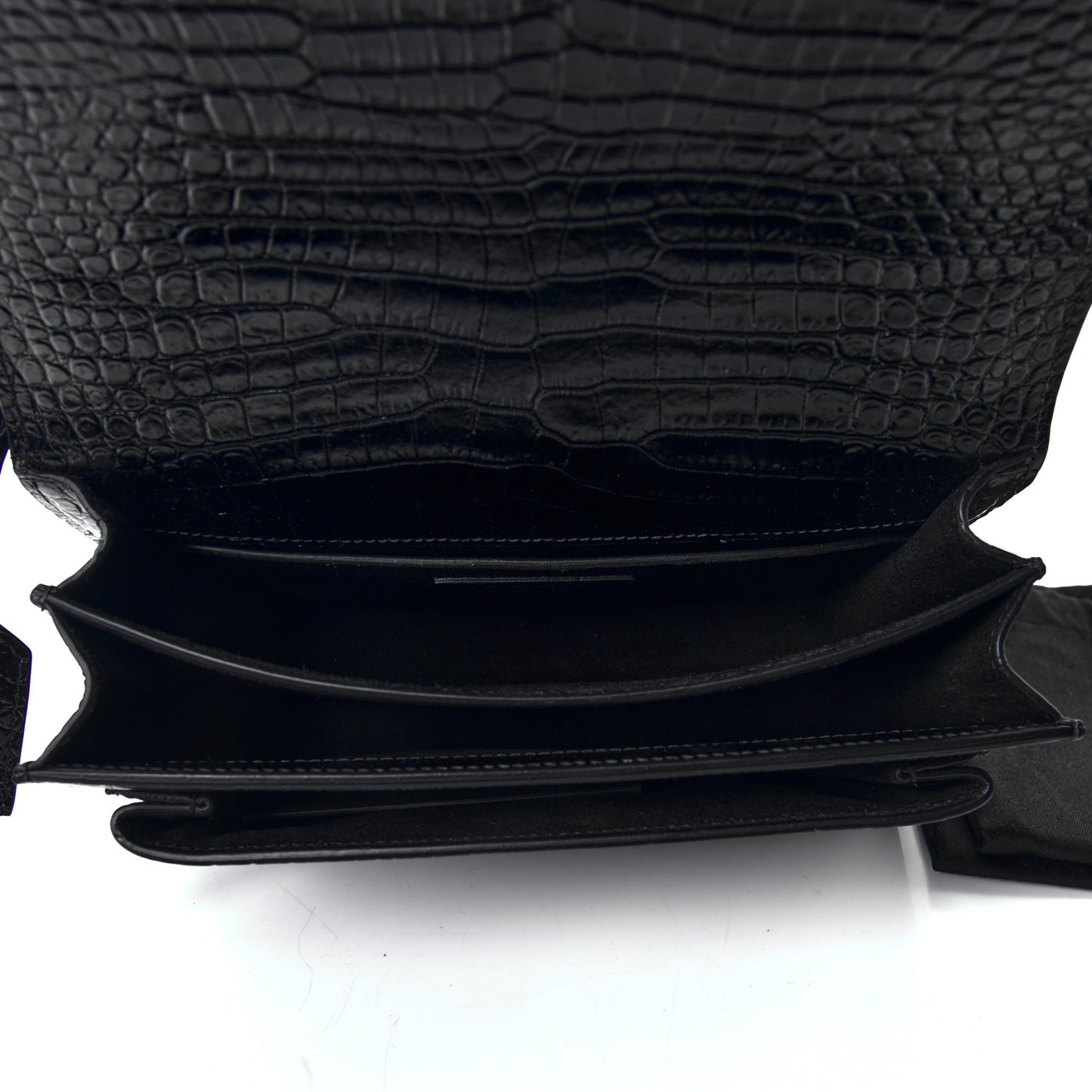 Calfskin Crocodile Embossed Medium Monogram Sunset Black