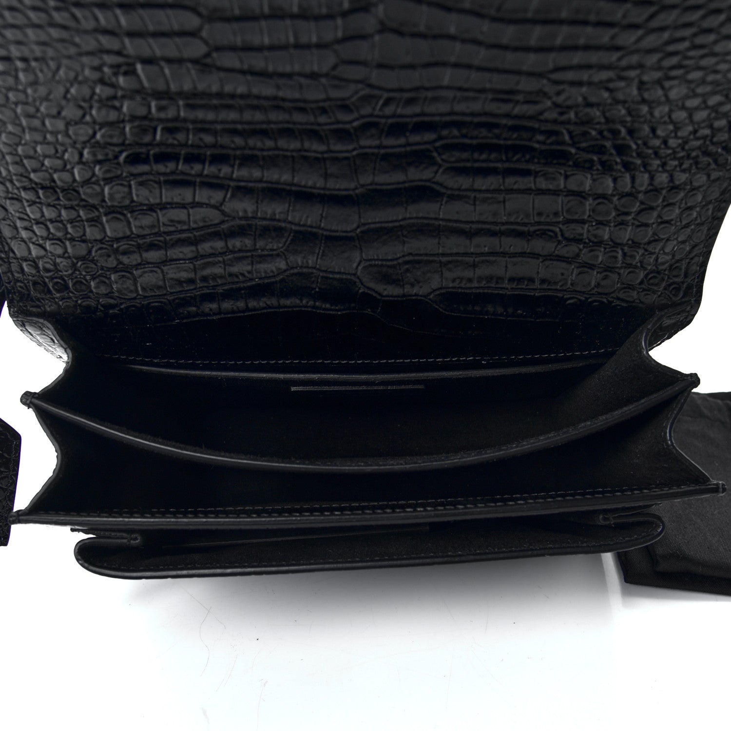 Saint Laurent Calfskin Crocodile Embossed Medium Monogram Sunset Black 4 of 4