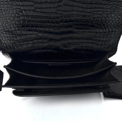Saint Laurent Calfskin Crocodile Embossed Medium Monogram Sunset Black 4 of 4
