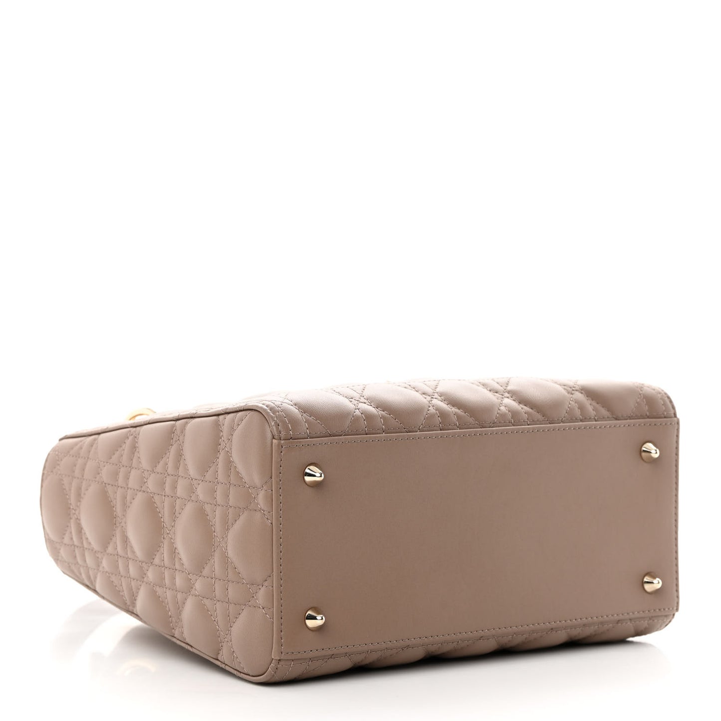 CHRISTIAN DIOR Lambskin Cannage Medium Lady Dior Warm Taupe