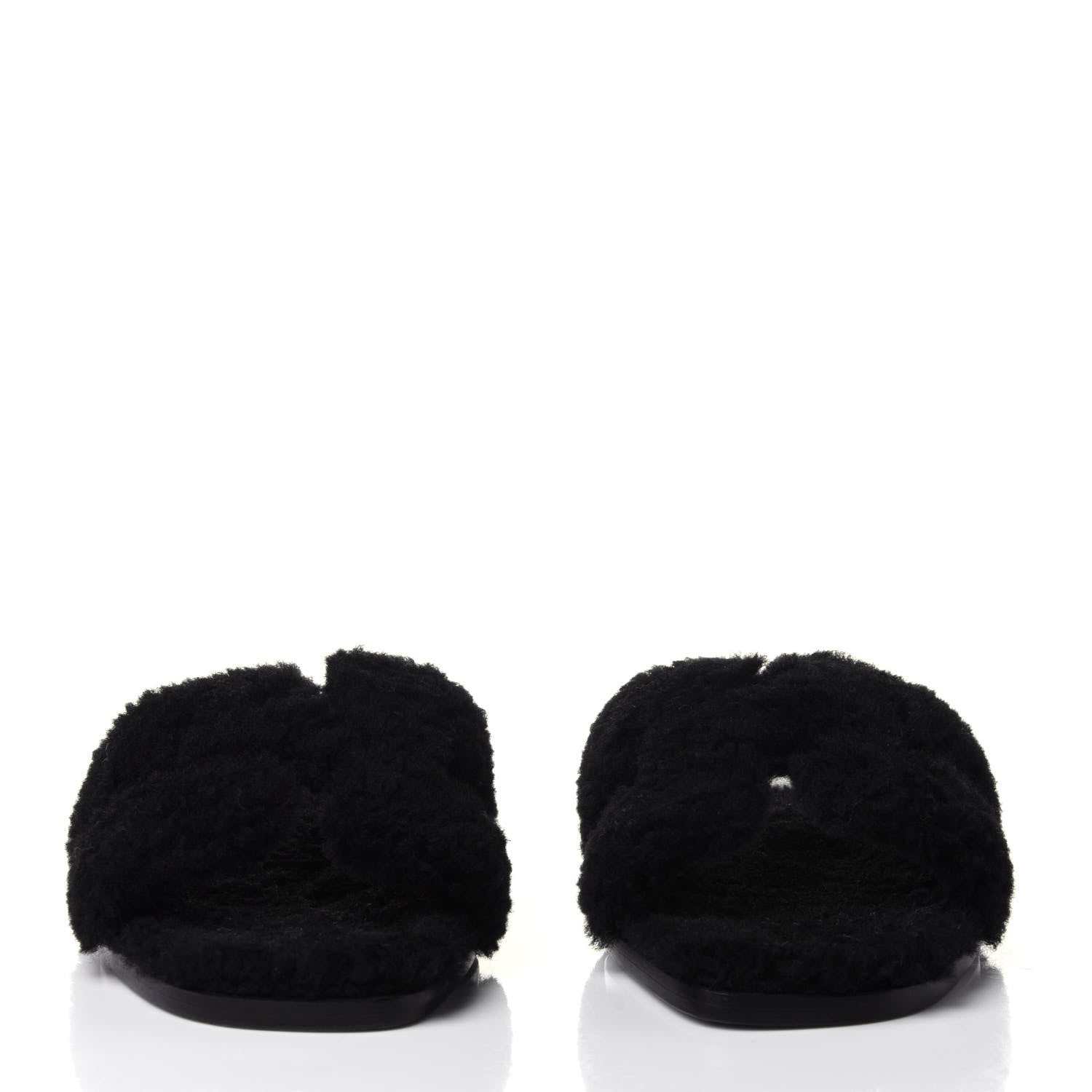 Hermes Woolskin Oran Sandals 36.5 Black 2 of 10