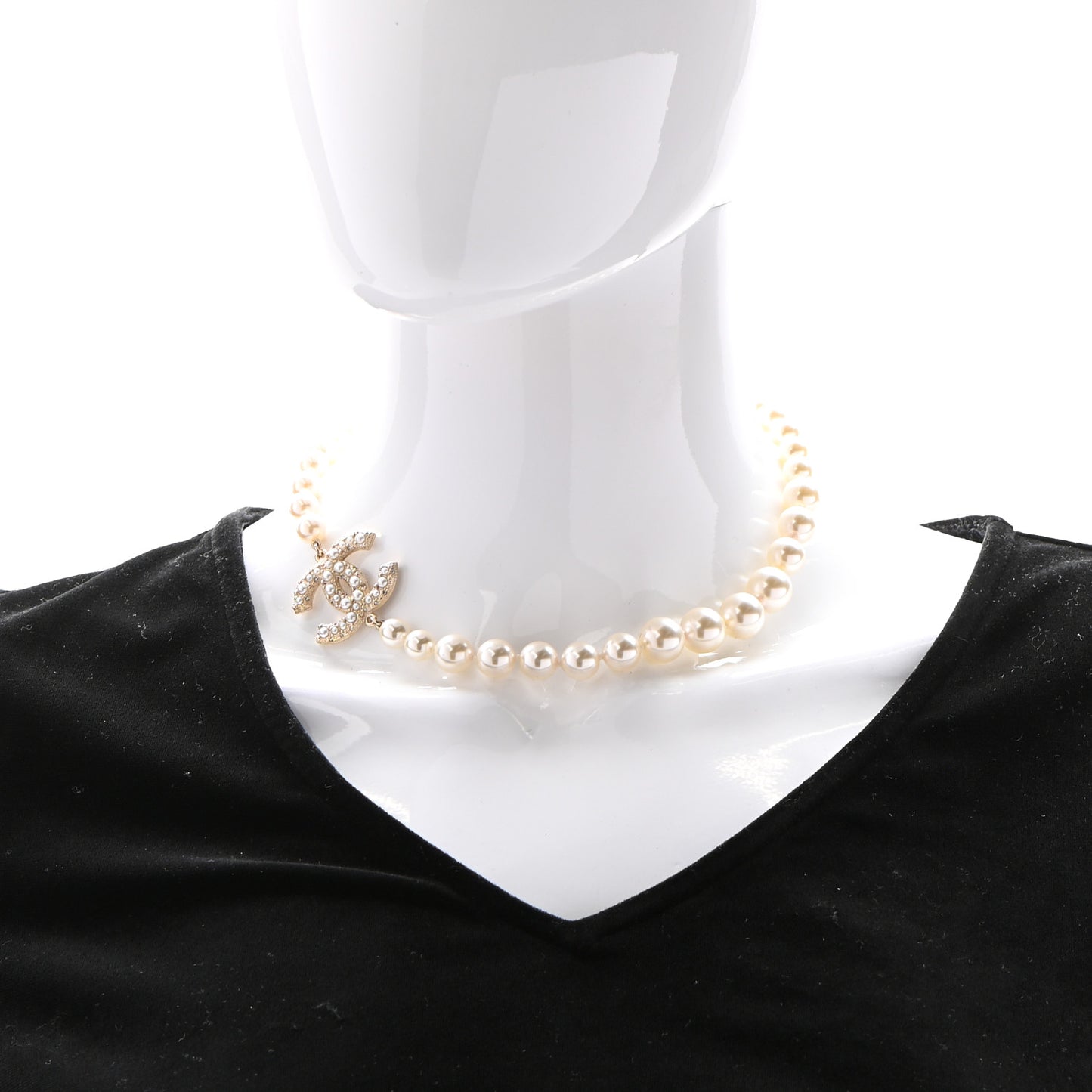 Pearl CC 100th Anniversary Necklace Light Gold