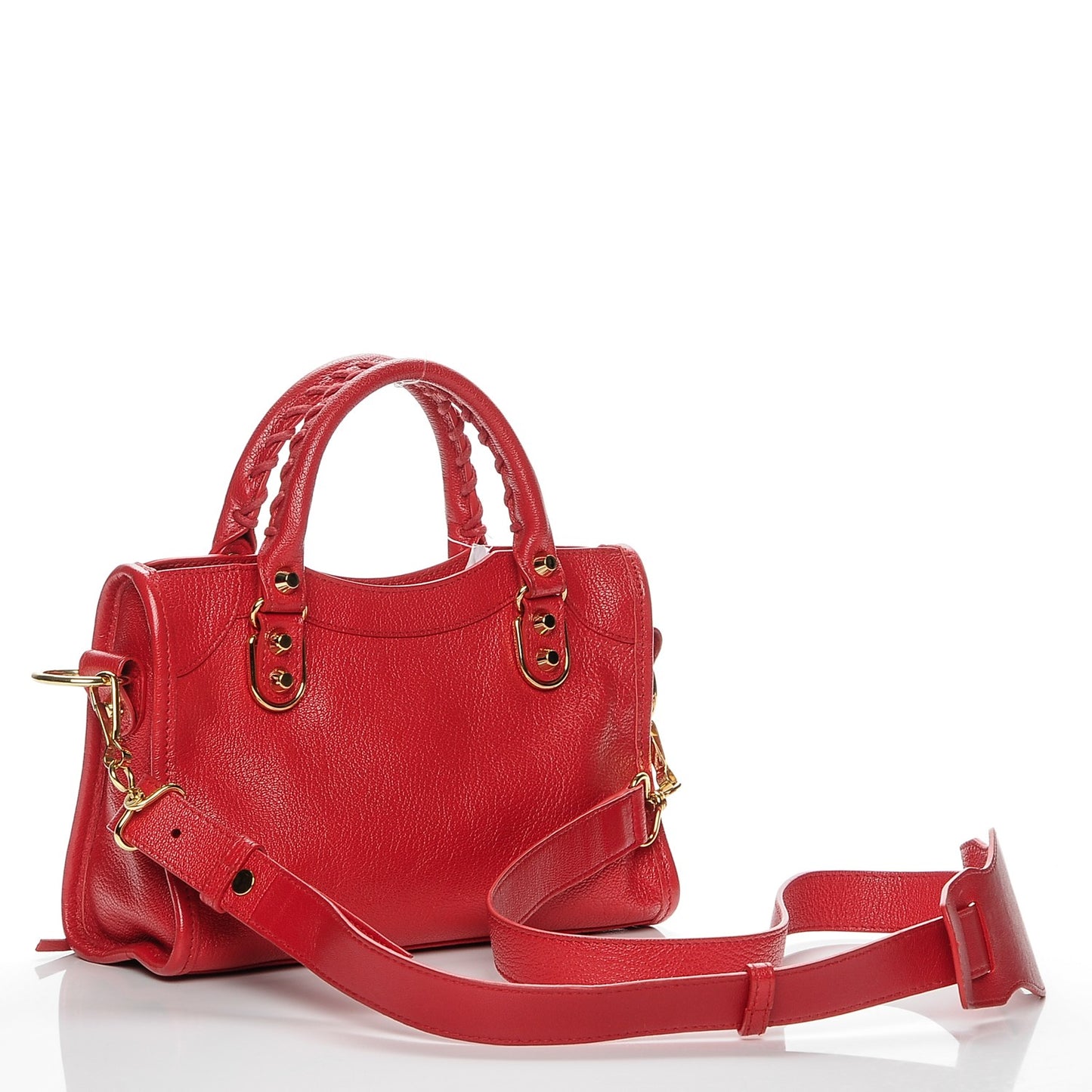 Chevre Gold Metallic Edge Hardware Mini City Rouge Grenade