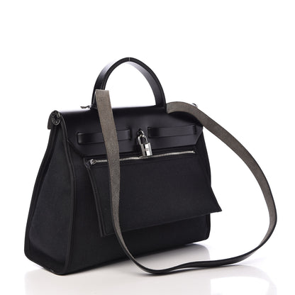 Hermes Military Toile Vache Hunter Herbag Zip PM 31 Black 5 of 14
