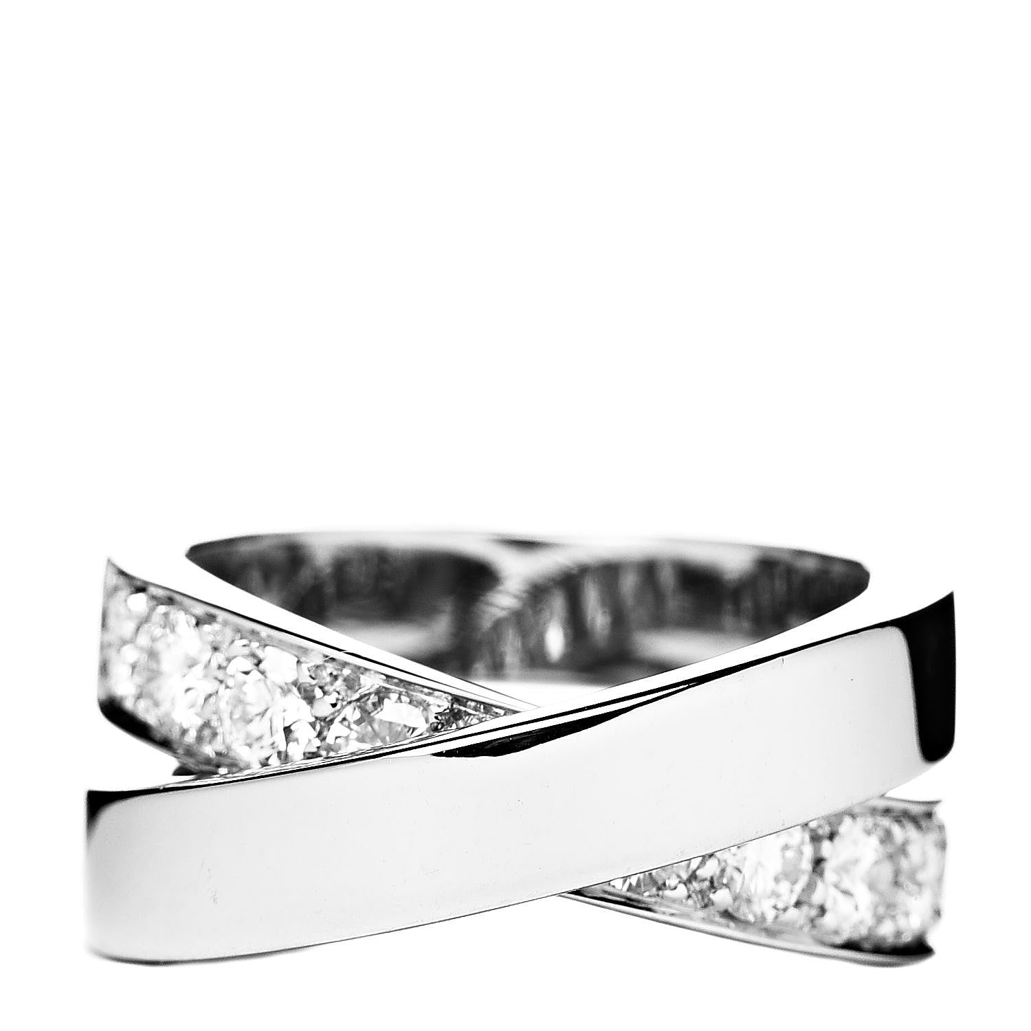 Cartier 18K White Gold Diamond 9mm Paris Nouvelle Vague Ring 49 4.75 1 of 5
