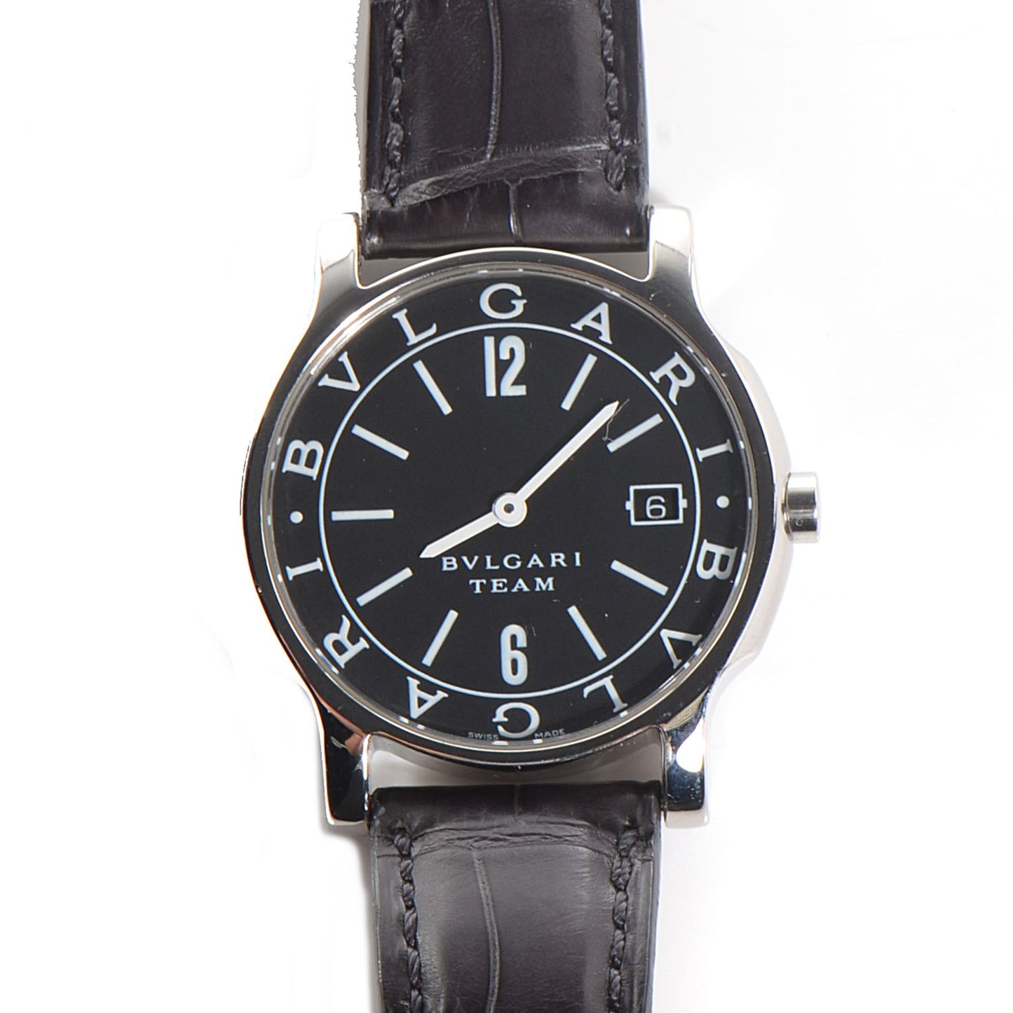 Stainless Steel Alligator 35mm Solotempo Quartz Watch Black