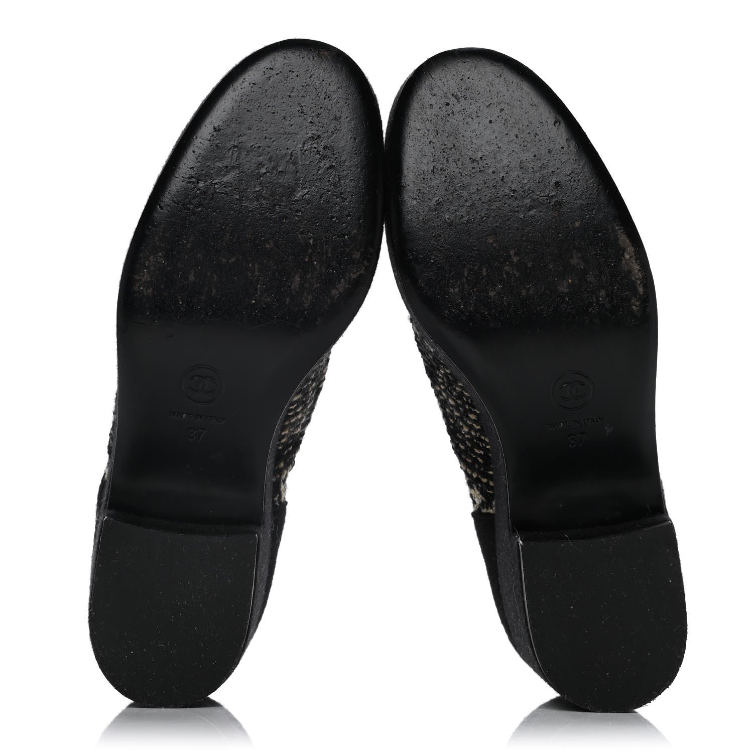 Chanel Tweed Lace Up Platform Oxfords 37 Black Multicolor 896528
