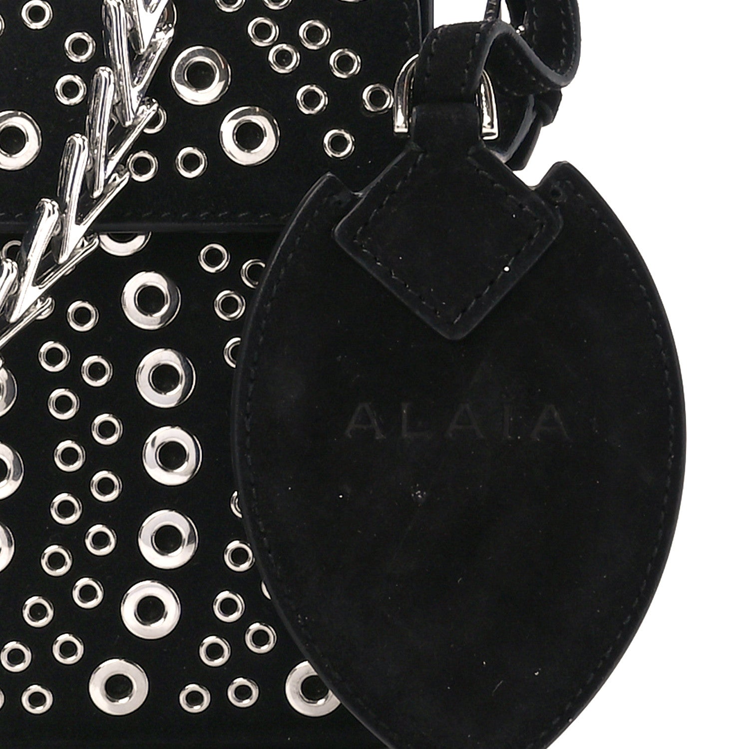Alaia Suede Eyelet Embellished Oeillets Pochette Black 7 of 10