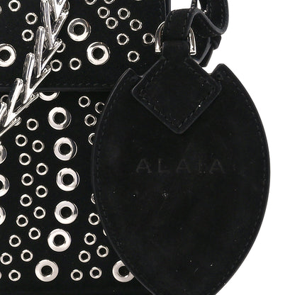 Alaia Suede Eyelet Embellished Oeillets Pochette Black 7 of 10
