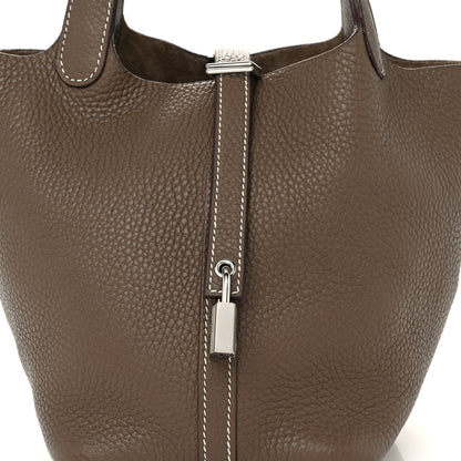 Hermes Taurillon Clemence Picotin Lock 18 PM Etoupe 8 of 10