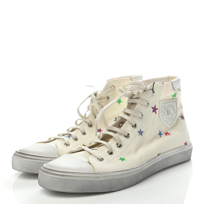 Saint Laurent Canvas Fun-Star Print Mens Bedford Hightop Sneakers 42 Cream 3 of 7