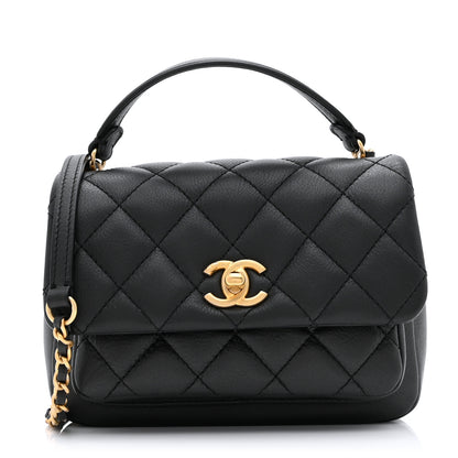 Chanel Calfskin Quilted Top Handle Flap Black 1 of 10