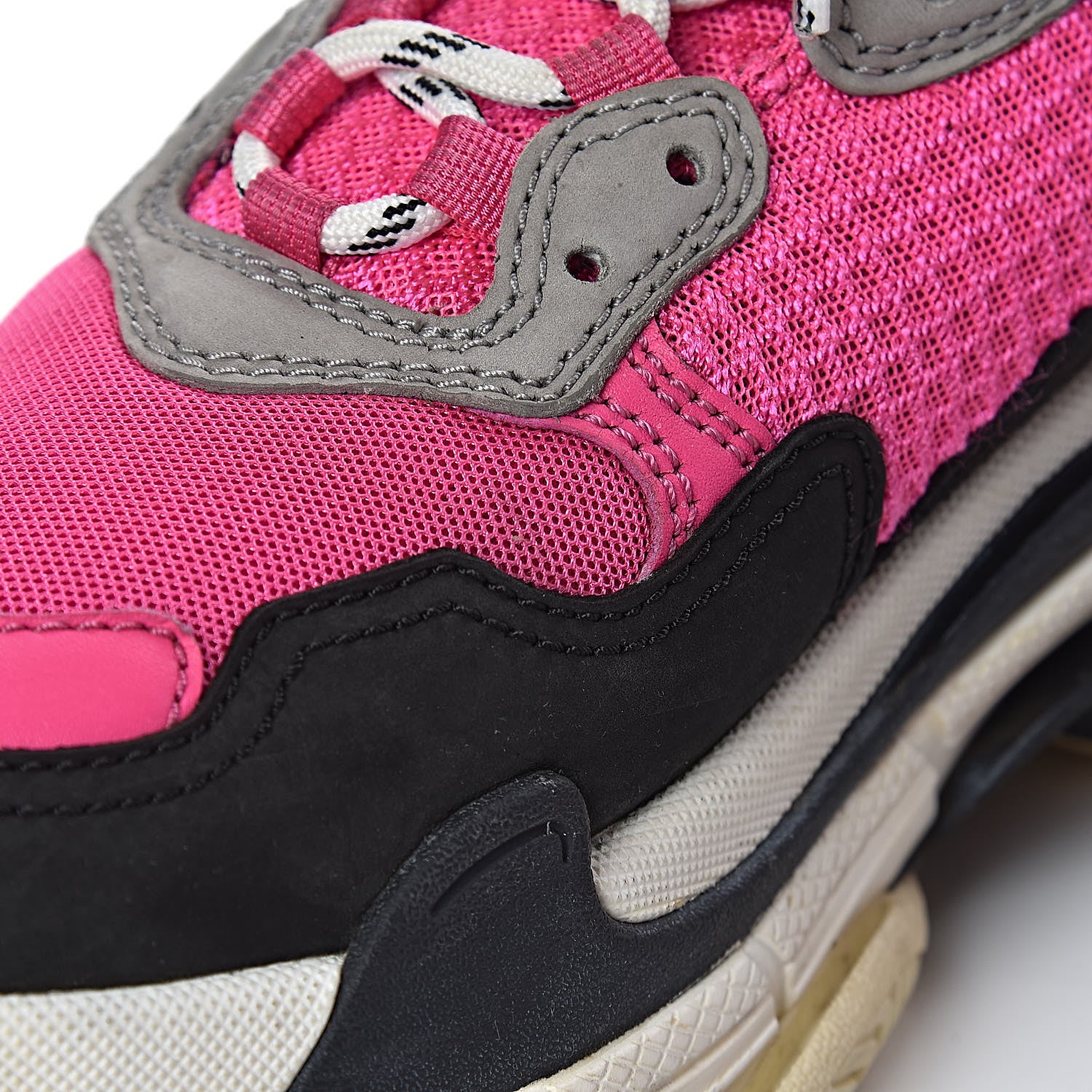 Balenciaga Fabric Mesh Womens Triple S Sneakers 38 Fluo Pink Grey White 11 of 22