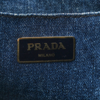 Prada Denim Logo Tote Bleu 6 of 13