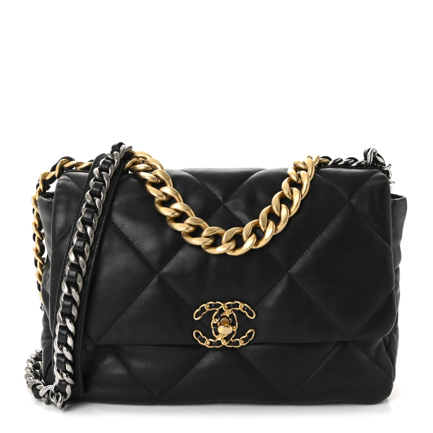 Lambskin Quilted Large Chanel 19 Flap Black
