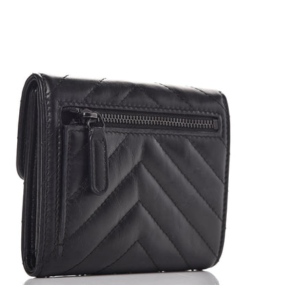 Chanel Aged Calfskin Chevron Quilted Reissue Compact Wallet So Black 3 of 9