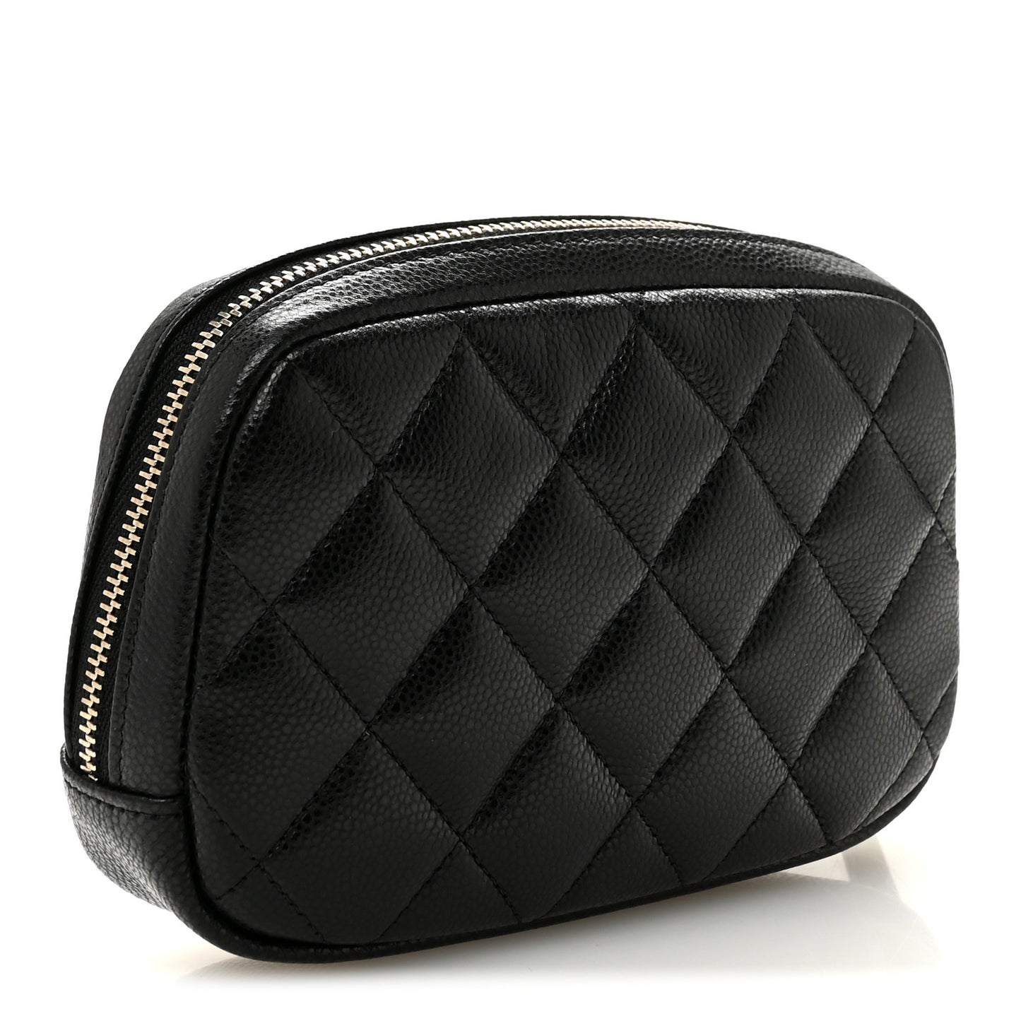 Caviar Quilted Small Curvy Pouch Cosmetic Case Black Black
