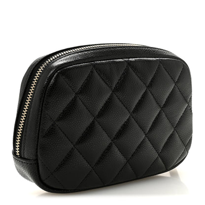 Chanel Caviar Quilted Small Curvy Pouch Cosmetic Case Black Black 3 of 8