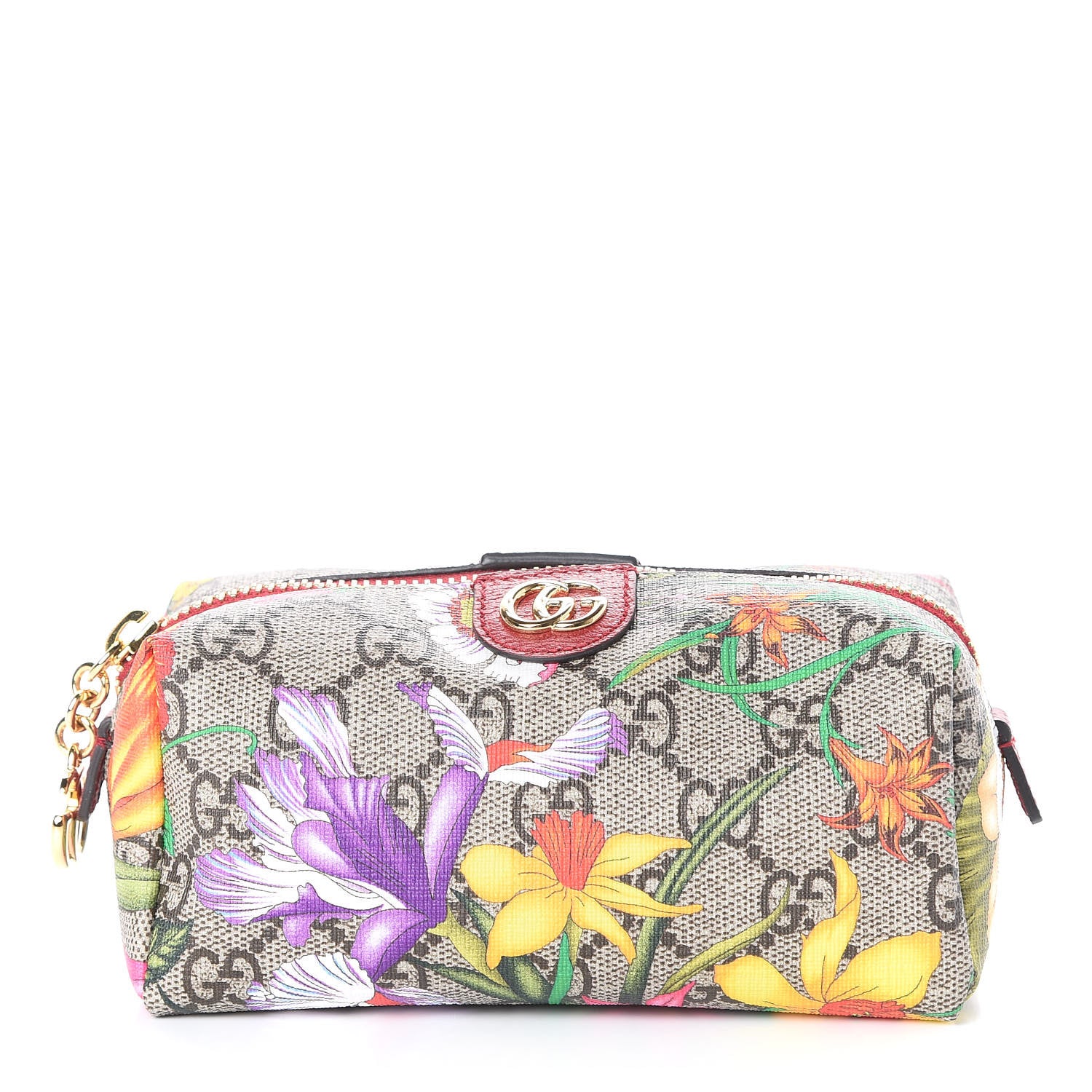 Gucci Soft GG Supreme Monogram Flora Calfskin Small Ophidia Cosmetic Case Beige Ebony Multicolor Rosso 1 of 10