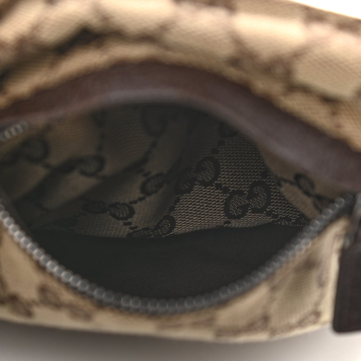 GG Monogram Double Pocket Belt Bag Dark Brown