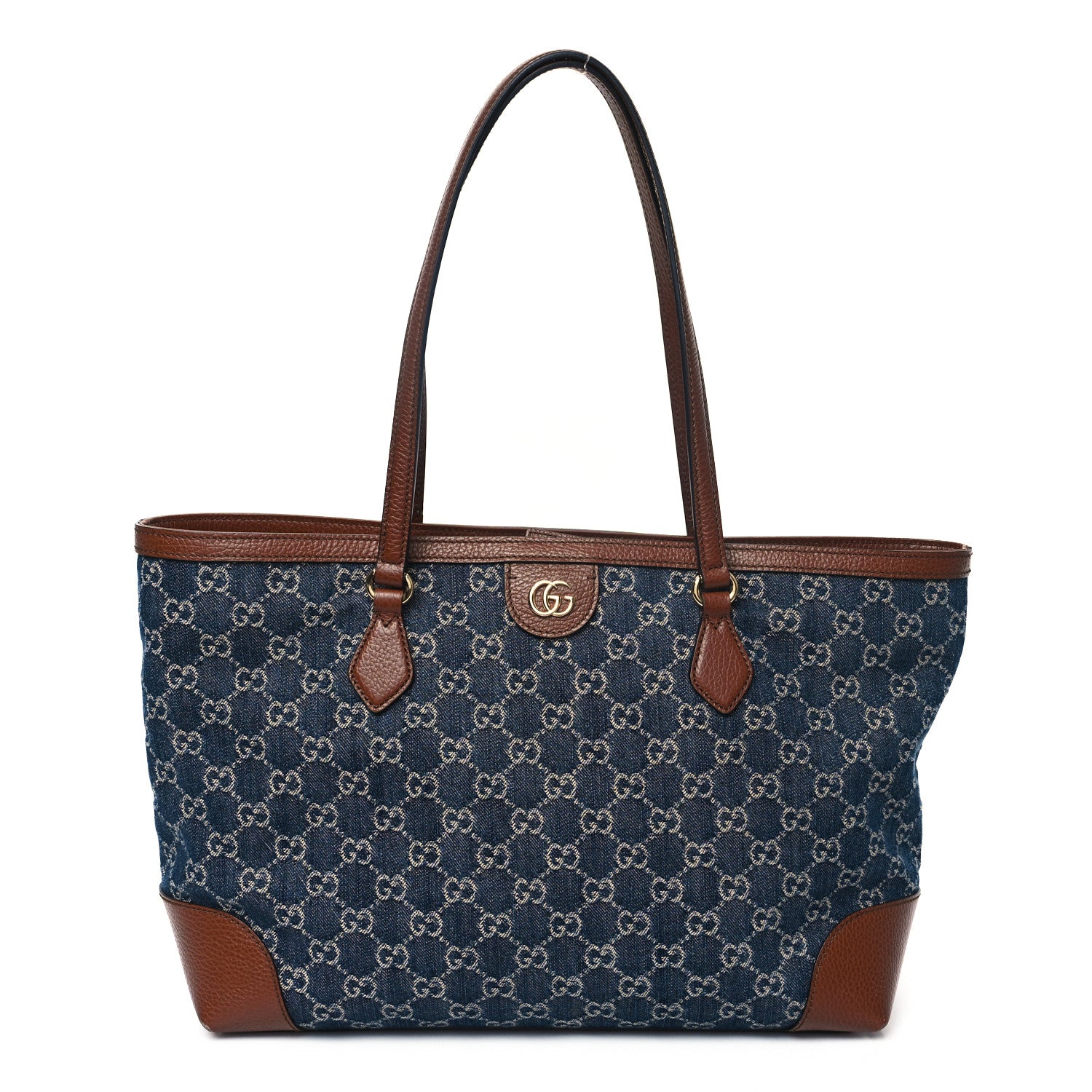 Gucci New Denim GG Monogram Medium Ophidia Shopping Tote Blue Tea Cuir 1 of 11