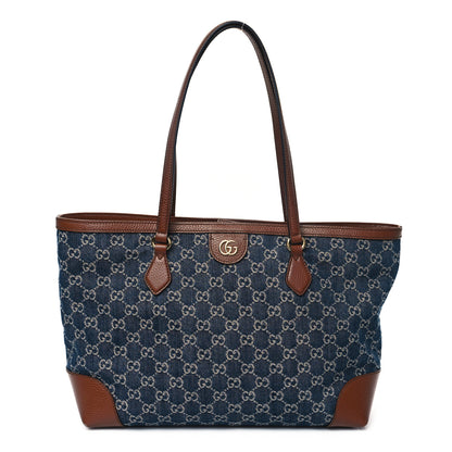 Gucci New Denim GG Monogram Medium Ophidia Shopping Tote Blue Tea Cuir 1 of 11