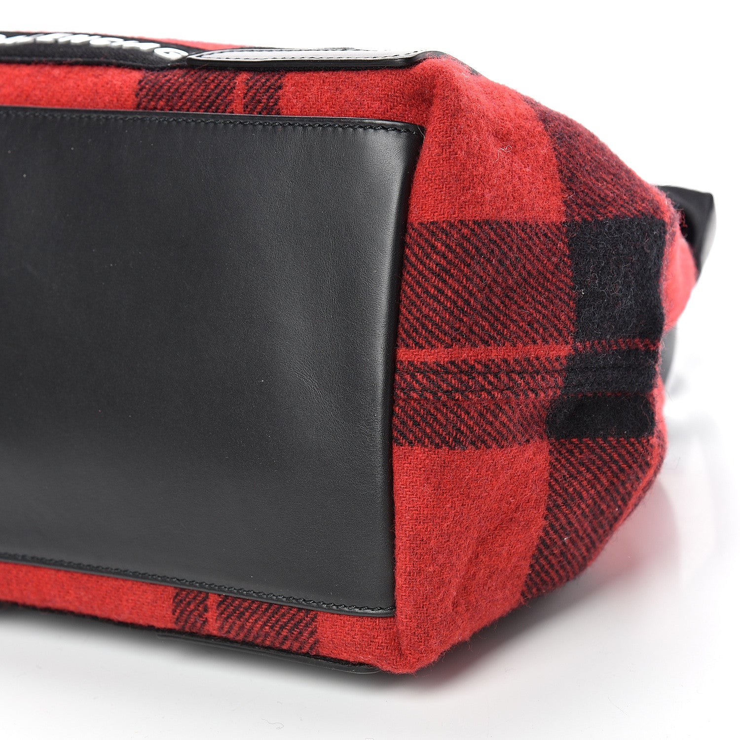 Balenciaga Wool Plaid S Navy Cabas Black Red 10 of 10