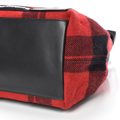 Balenciaga Wool Plaid S Navy Cabas Black Red 10 of 10