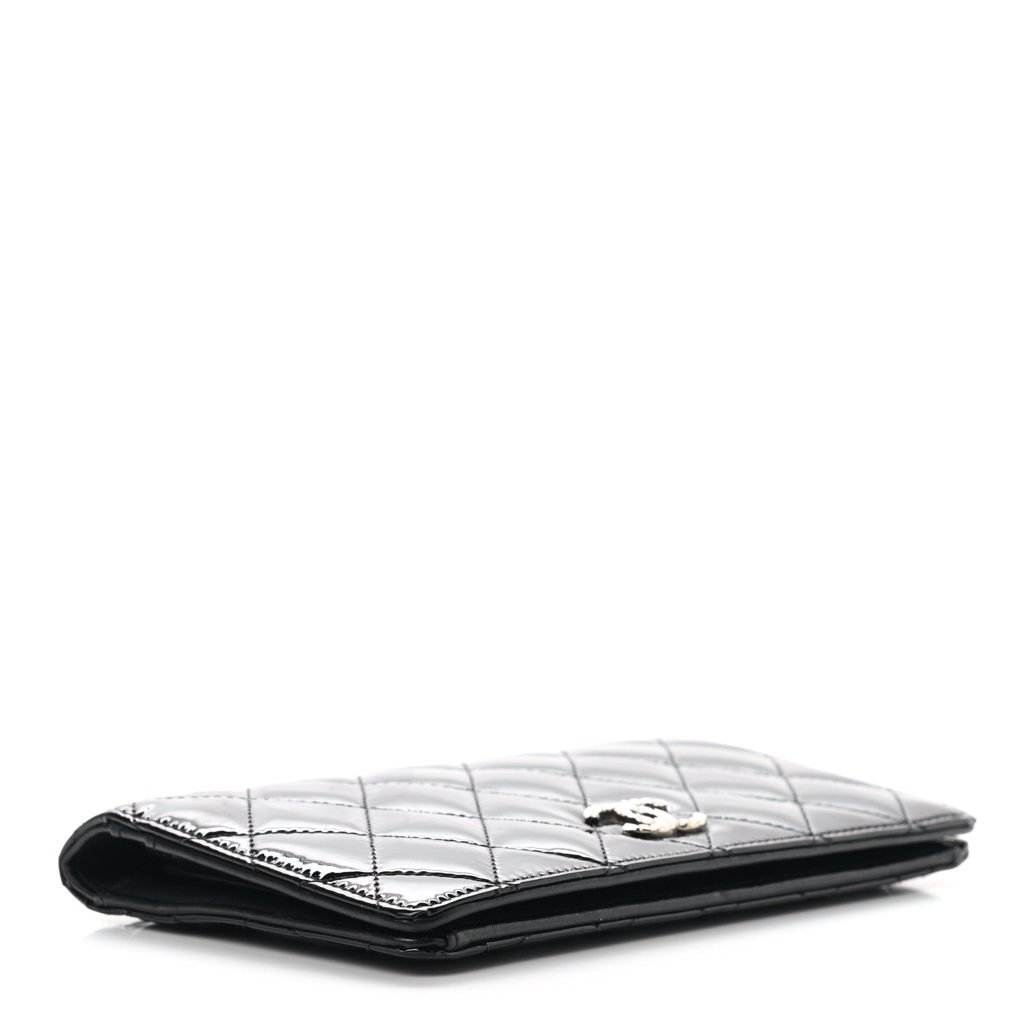 Chanel Patent Quilted Brilliant Yen Wallet Black 4 of 12