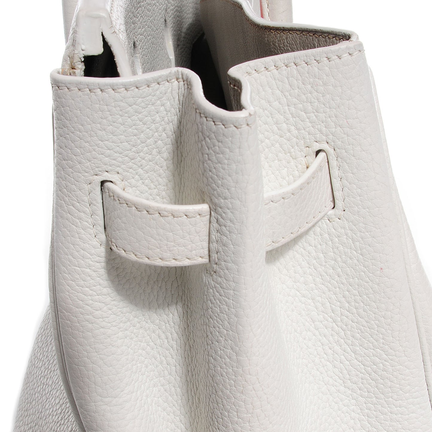 Taurillon Clemence Lizard Club Birkin 35 Blanc Gris Perle Sanguine