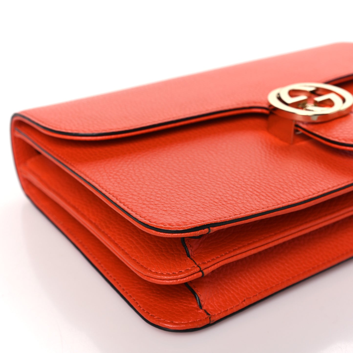Dollar Calfskin Interlocking G Shoulder Bag Sun Orange
