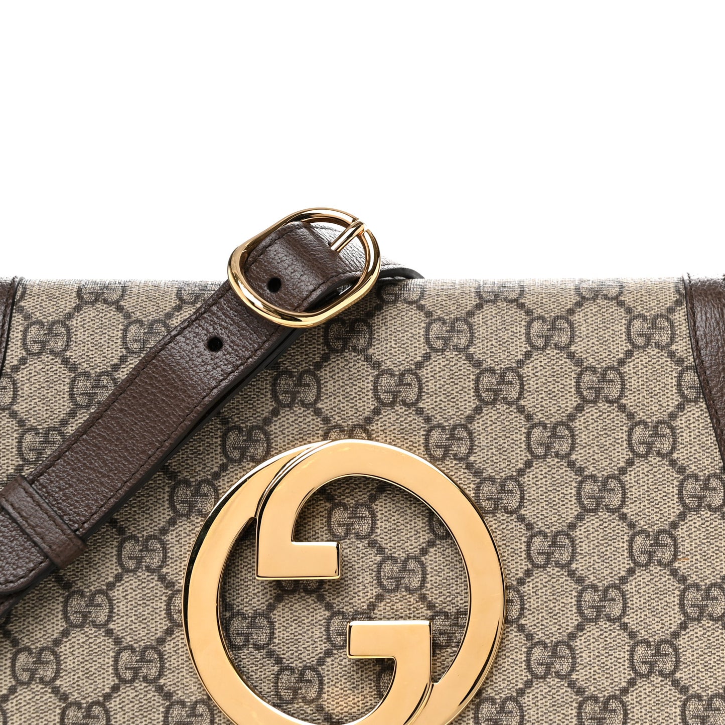 GG Supreme Monogram Textured Dollar Calfskin Blondie Chain Shoulder Flap Bag Beige Ebony New Acero