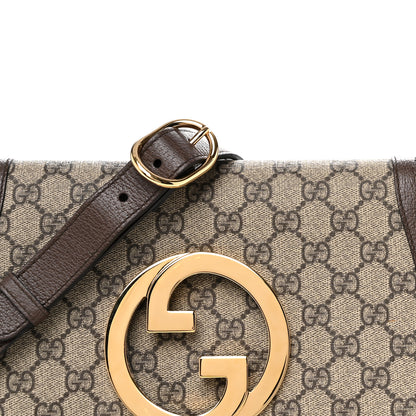 Gucci GG Supreme Monogram Textured Dollar Calfskin Blondie Chain Shoulder Flap Bag Beige Ebony New Acero 8 of 11