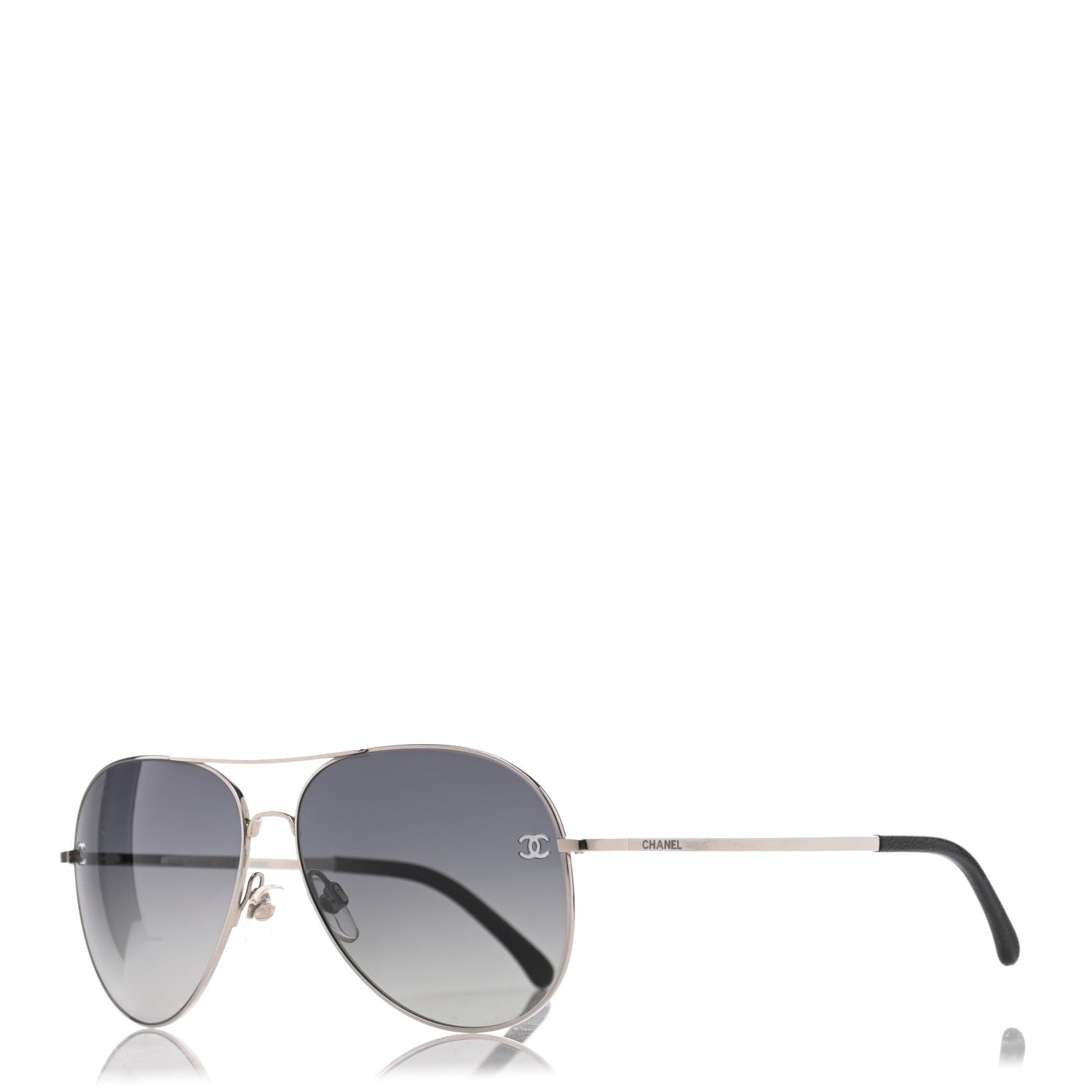 Chanel Aviator CC Sunglasses 4189-T-Q Silver 1 of 8